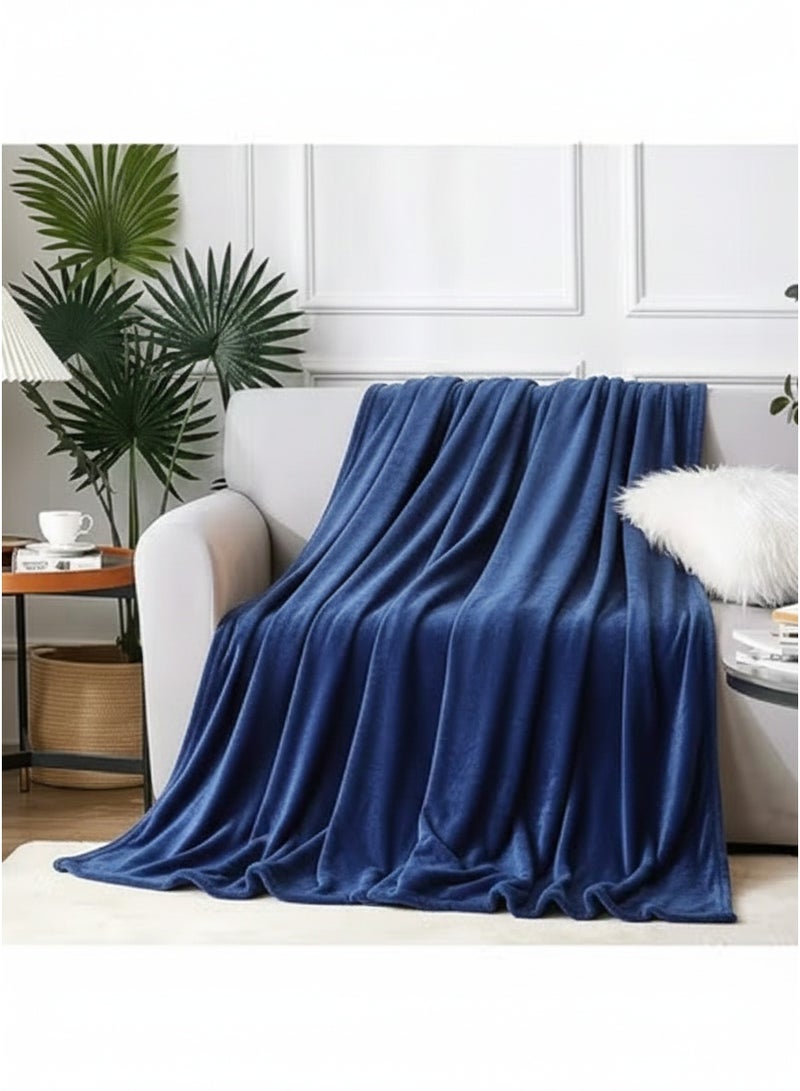 Luxury Ultra-Soft Fleece Throw Blanket for Sofa, Couch, & Bed – Warm, Cozy, Fluffy Navy Blue Plush Blanket, Premium Microfiber Flannel Throw for All-Season Home Decor, Traveling & Office Nap - Image 1
